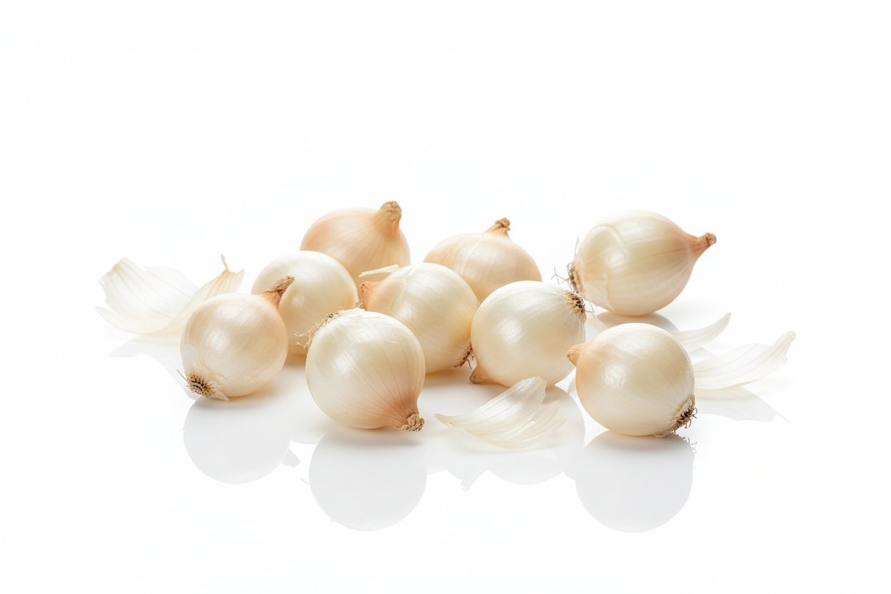 white background pearl onion
